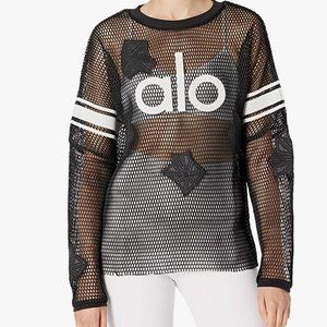 Alo Yoga Long Sleeve Mesh Crewneck Jersey Pullover
